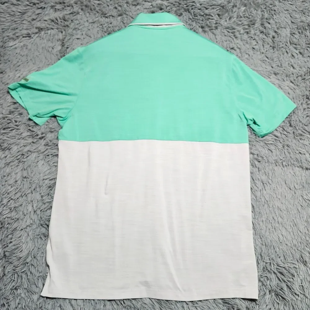 Adidas Golf Polo Shirt Mens Large Two Color Design‎ Preppy Stretch Green Gray